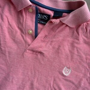 Chaps Mens Pink Natural Stretch Pique Polo Shirt Medium Short Sleeve Crest Logo